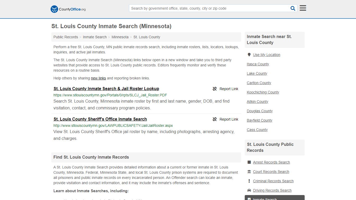 St. Louis County Inmate Search (Minnesota) - County Office